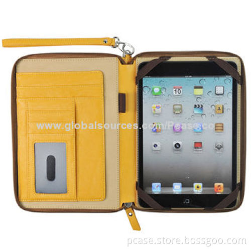 Zipper Briefcase Type PU Leather Case for iPad Mini, with Credit Card Pockets Inside